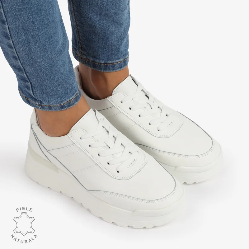 Pantofi Casual Piele Naturala CRL1221 ALB