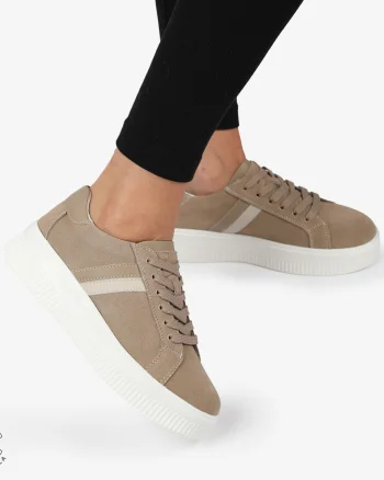 Pantofi CASUAL PIELE NATURALA Intoarsa cu linii decorative CRL1270 Khaki
