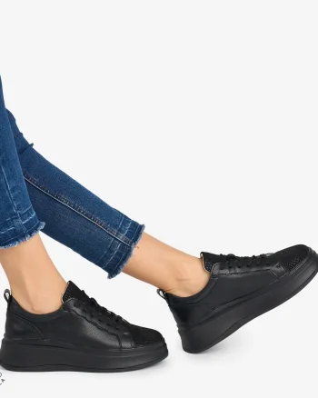 Pantofi Casual DAMA din PIELE Naturala CRL0947 CULOARE NEGRU
