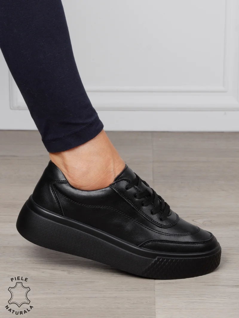 Pantofi Casual dama din Piele Naturala CRL1539 NEGRU
