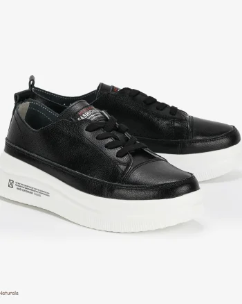 Pantofi Casual de dama din Piele naturala Șic Urban CRL0487 NEGRU