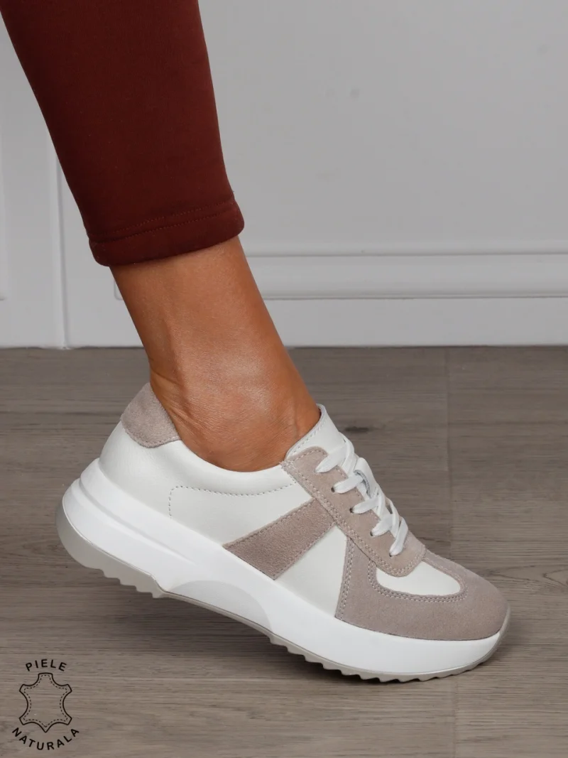 Pantofi Casual damă din piele naturală confortabile CRL1573 ALB