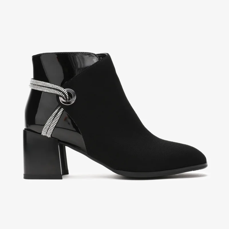Botine dama din Piele Ecologica CRL0662NEGRUSHINNY
