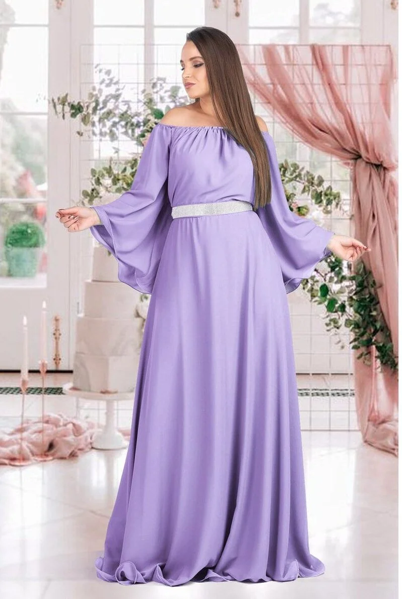 Rochie de ocazie lunga din voal lila Cinderella