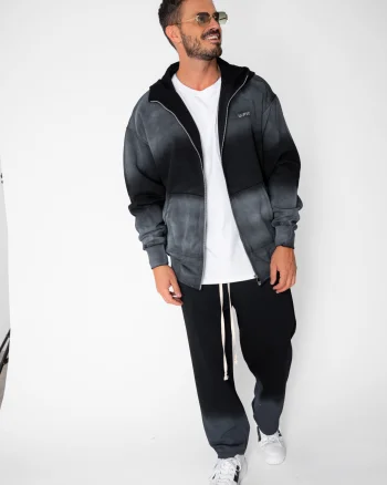 Set hanorac cu fermoar si pantalon Black Prespalat