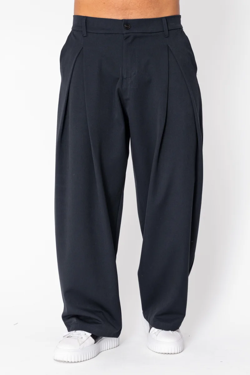 Pantaloni lungi cu pense Oversized Navy