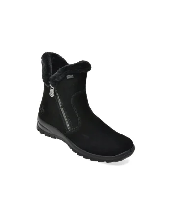 Ghete RIEKER negre, L7162, din piele intoarsa
