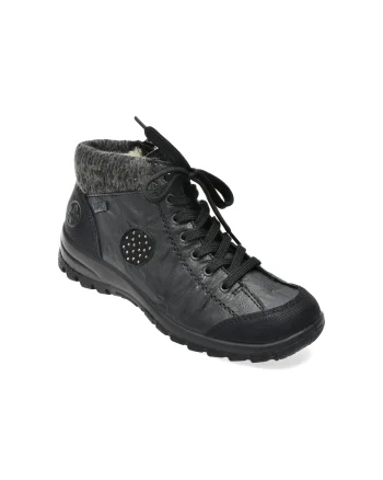 Ghete RIEKER negre, L7110, din piele naturala