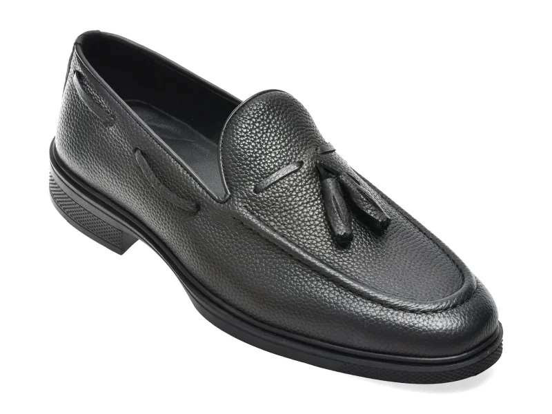 Mocasini eleganti OTTER negri, FH405, din piele naturala