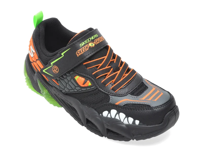 Pantofi sport SKECHERS negri, SKECH-O-SAURUS LIGHTS 3.0, din material textil