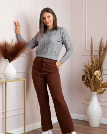 Pantaloni dama maro cu casmir si croi drept Giselle