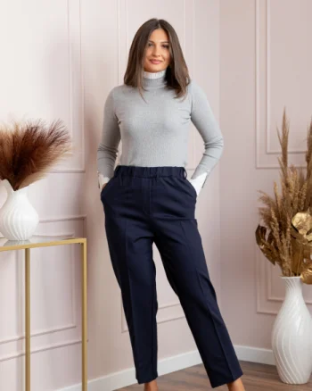 Pantaloni dama bleumarin cu talie elastica Marceline
