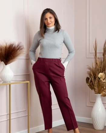 Pantaloni dama grena cu talie elastica Marceline