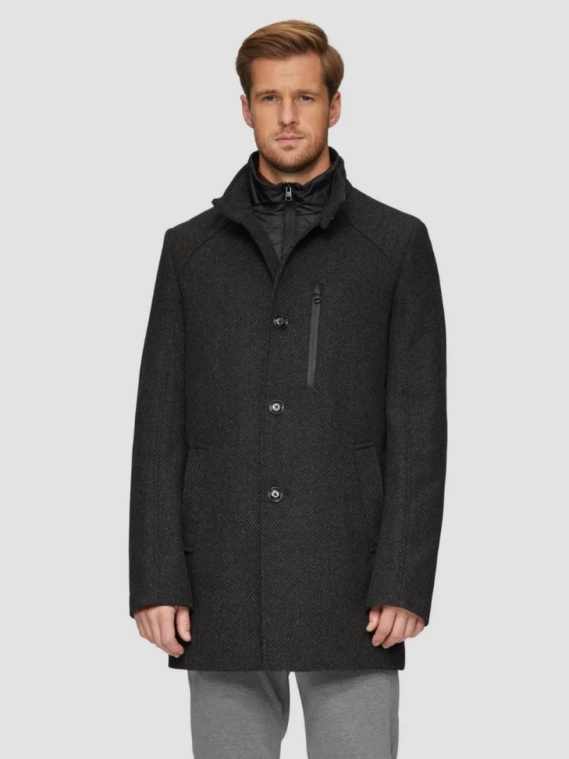 Palton barbati, cu dubla inchidere, 2 buzunare oblice, Regular fit, Negru (SELECTATI MARIMEA: 48)