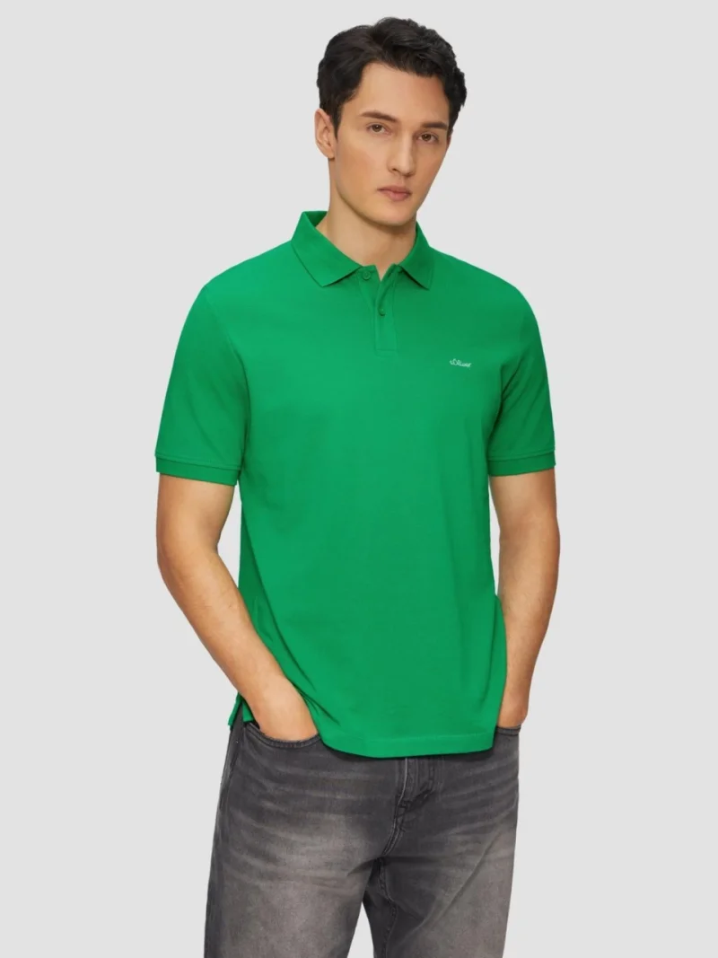 Tricou polo barbati, din bumbac cu croiala Regular Fit, logo, Verde smarald (SELECTATI MARIMEA: XL)