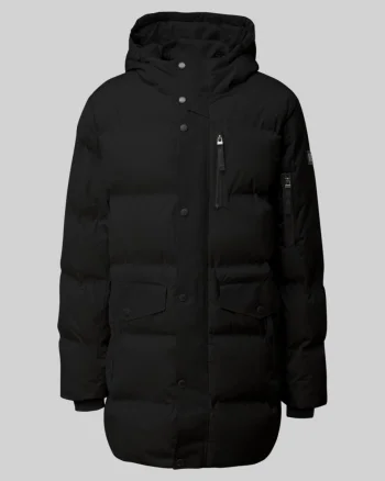 s.Oliver Geaca lunga barbati cu gluga, rezistenta la apa, Regular fit, Negru (SELECTATI MARIMEA: XL)