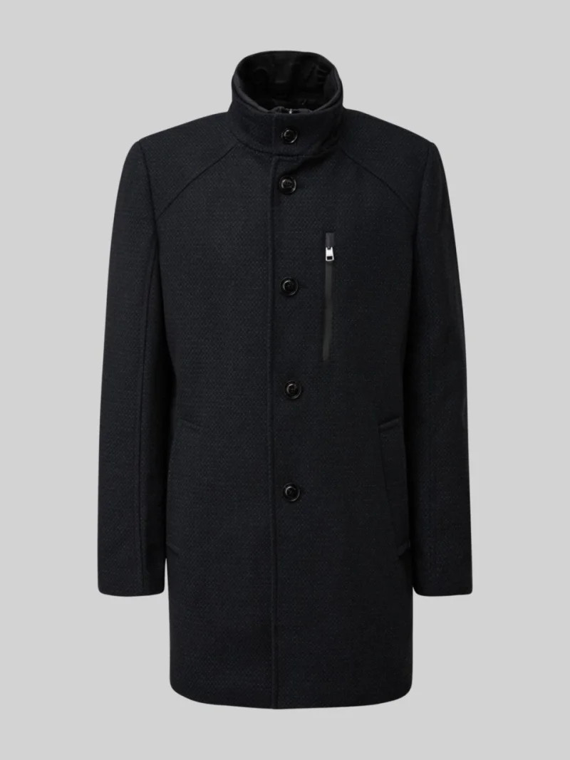s.Oliver Black Label Palton barbati din amestec de lana, cu dubla inchidere, Bleumarin inchis (SELECTATI MARIMEA: 48)