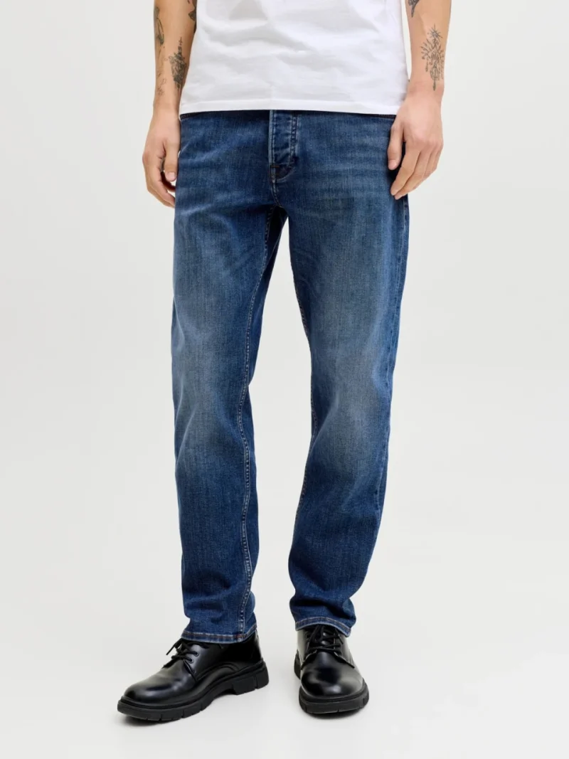Jack & Jones Blugi barbati, Mike, cu talie medie si croiala Conica, Albastru inchis (SELECTATI MARIMEA: 32, SELECTATI LUNGIMEA: 32)