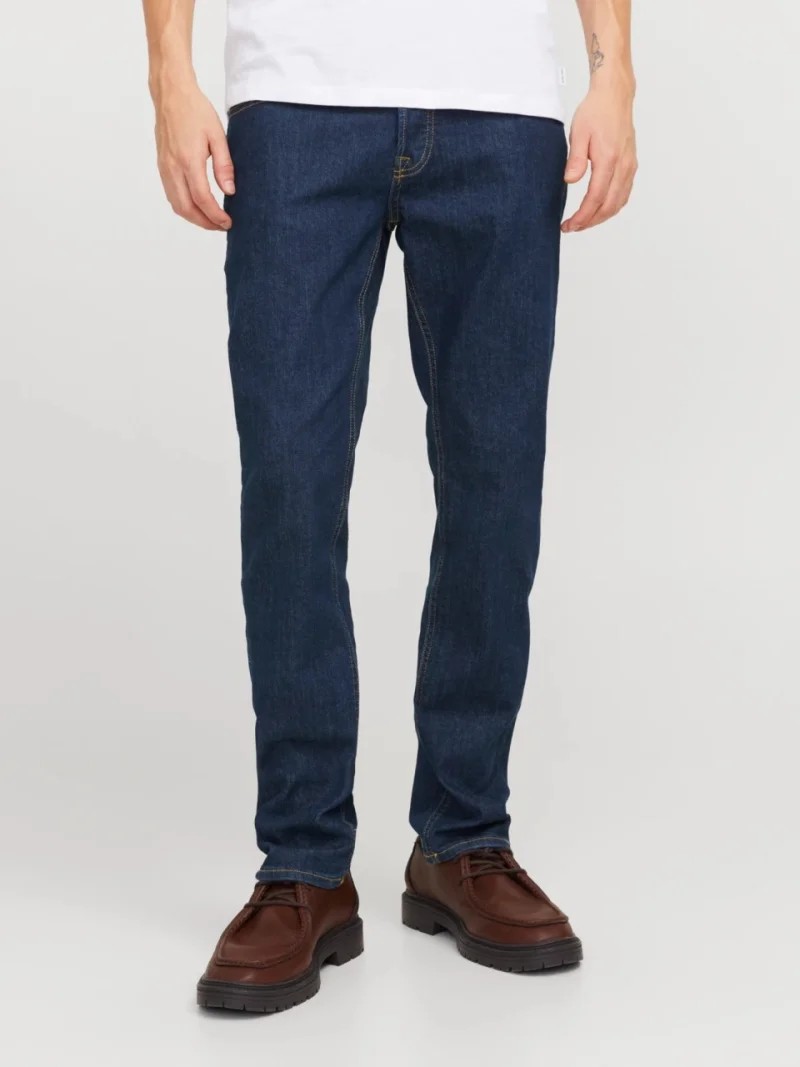 Jack & Jones Blugi barbati GLENN, talie joasa, croiala Slim fit, Albastru inchis (SELECTATI MARIMEA: 29, SELECTATI LUNGIMEA: 32)
