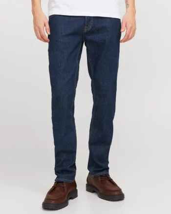 Jack & Jones Blugi barbati GLENN, talie joasa, croiala Slim fit, Albastru inchis (SELECTATI MARIMEA: 29, SELECTATI LUNGIMEA: 32)