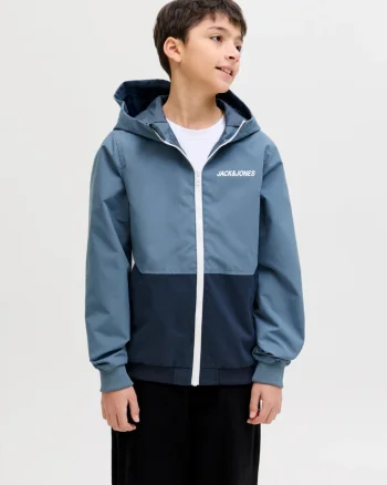 Jack & Jones Jacheta softshell, baieti, cu gluga, Regular fit, Albastru (SELECTATI MARIMEA: 140 cm)