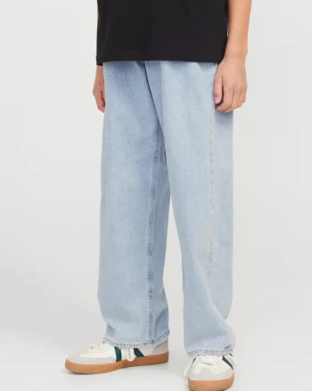 Jack & Jones Blugi baieti, ALEX, cu talie inalta si croiala Baggy Fit, Albastru deschis (SELECTATI MARIMEA: 140 cm)