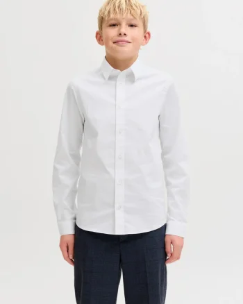 Jack & Jones Camasa cu maneca lunga, baieti, AXEL, Regular Fit, Alb (SELECTATI MARIMEA: 140 cm)