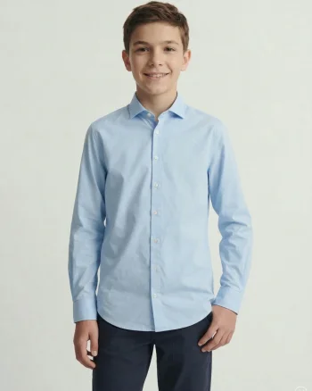 Jack & Jones Camasa cu maneca lunga, baieti, AXEL, Regular Fit, Albastru (SELECTATI MARIMEA: 140 cm)