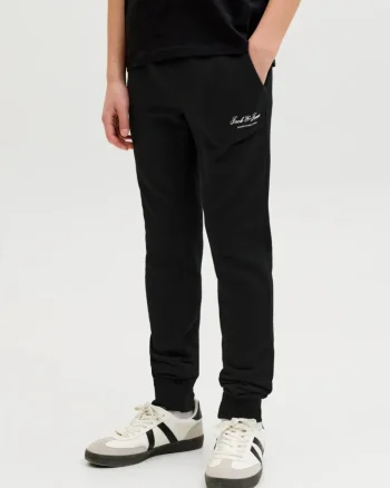 Jack & Jones Pantaloni lungi de trening baieti, cu talie joasa, Regular fit, Negru (SELECTATI MARIMEA: 140 cm)