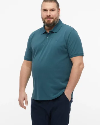 s.Oliver Big Sizes Tricou polo barbati big sizes, din piqué de bumbac, Verde inchis (SELECTATI MARIMEA: 2XL)
