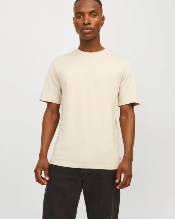 Jack & Jones Tricou basic barbati, Noos, Regular fit, Crem (SELECTATI MARIMEA: XS)