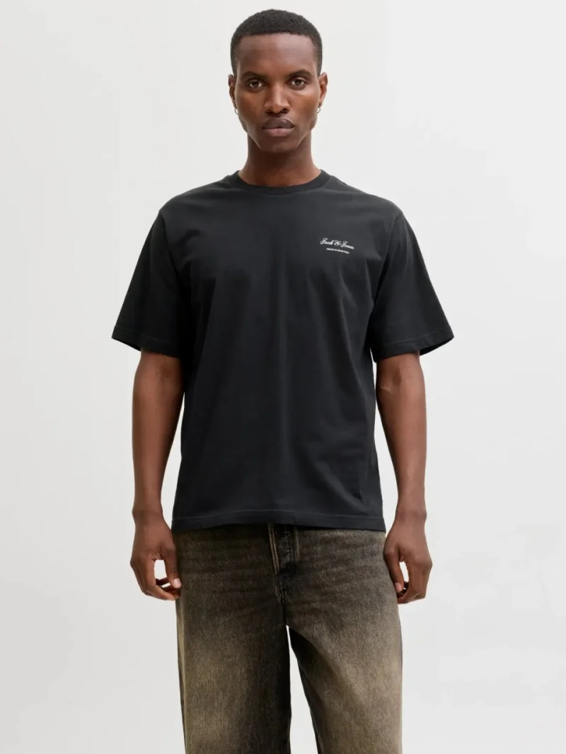 Jack & Jones Tricou barbati, din bumbac, Relaxed Fit, JJEARCHIVE, Negru (SELECTATI MARIMEA: 2XL)