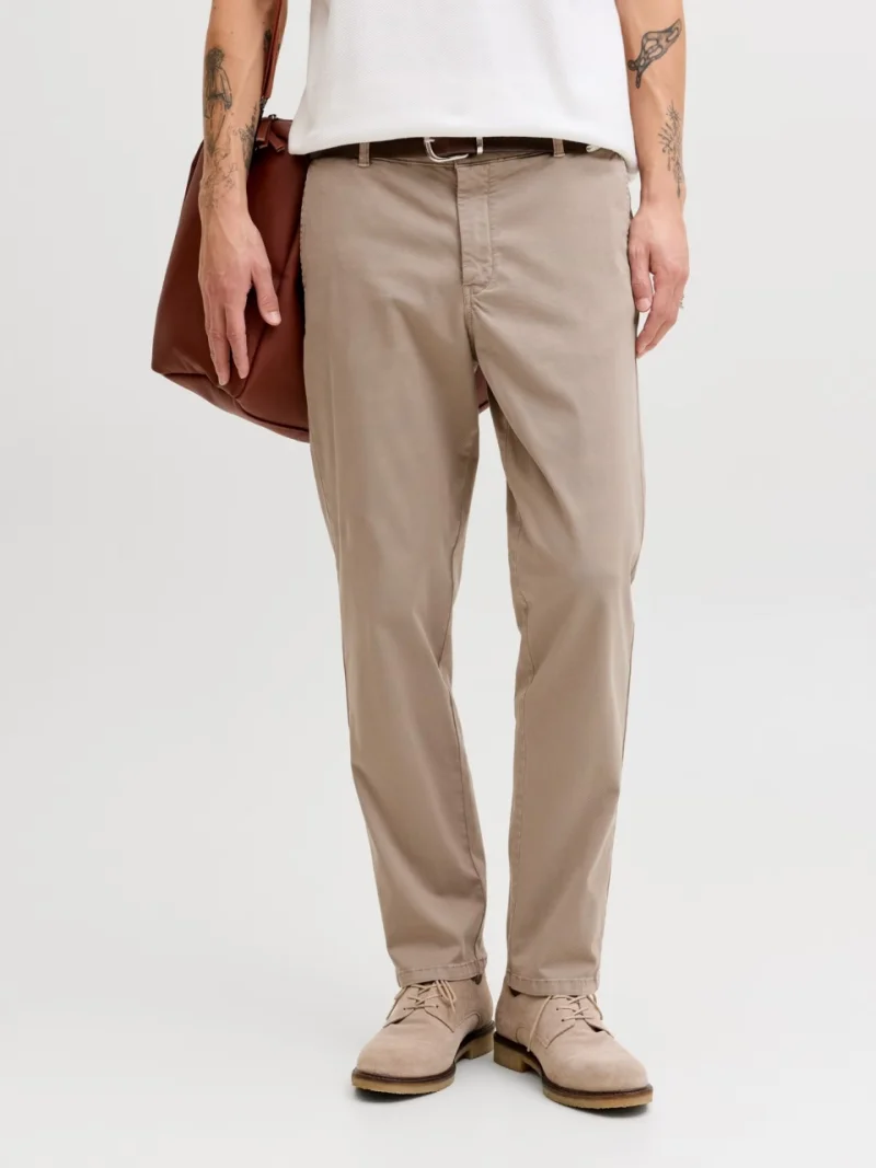 Jack & Jones, Pantaloni chino barbati, cu talie medie, Regular Fit, Jpstollie, Maro (SELECTATI MARIMEA: 34, SELECTATI LUNGIMEA: 32)