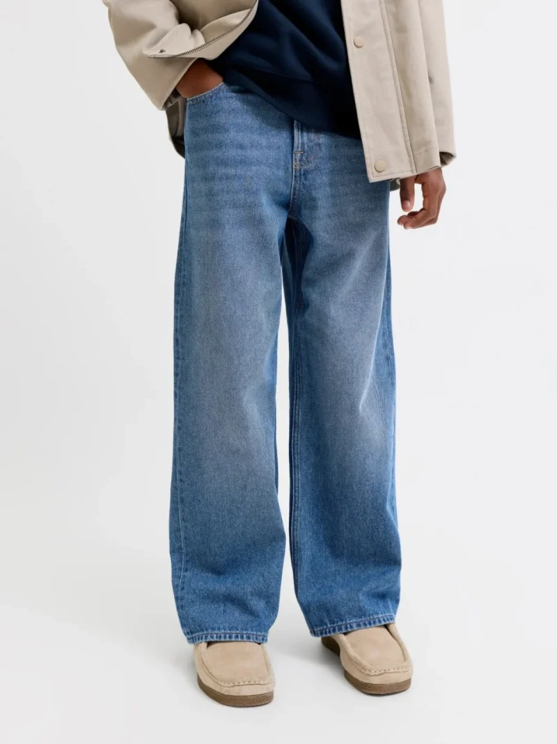 Jack & Jones Blugi baieti, DAVE, cu talie inalta si croiala Baggy Fit, Albastru inchis (SELECTATI MARIMEA: 140 cm)