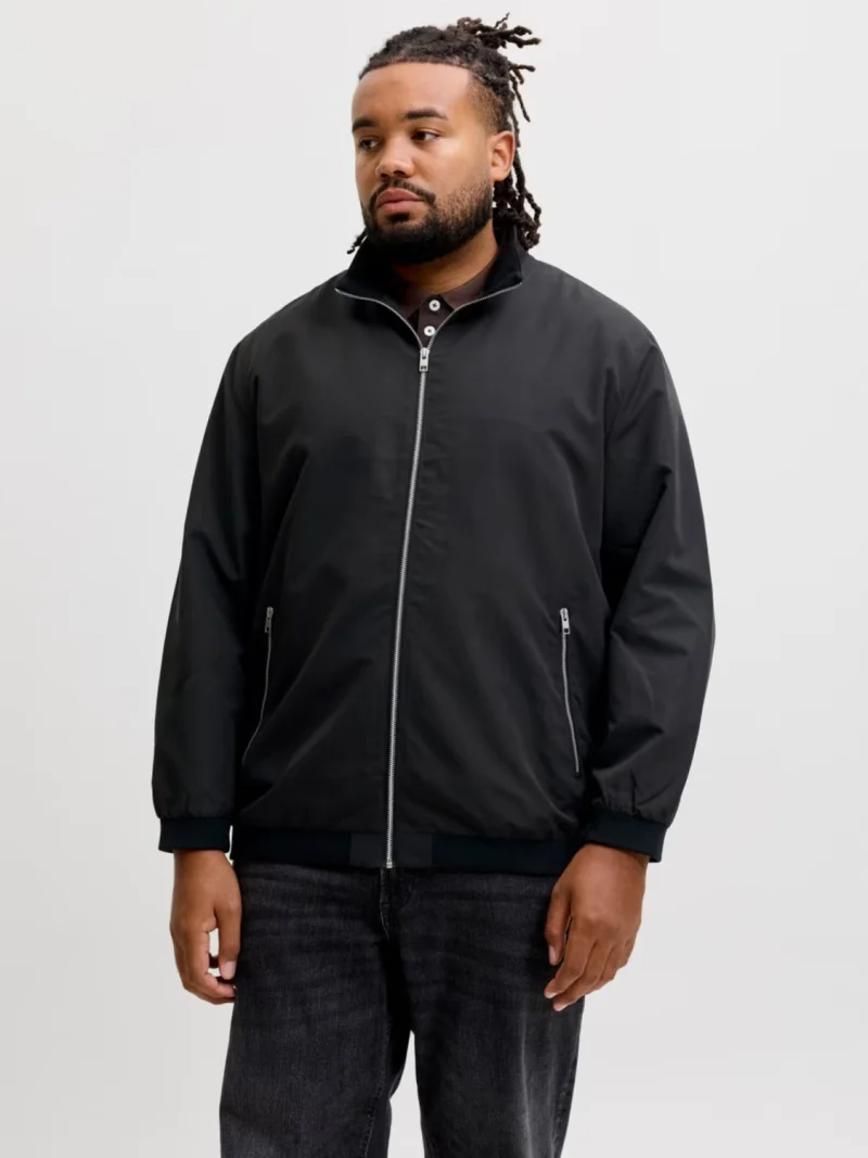 Jack & Jones Plus Jacheta bomber, barbati big sizes, JJERUSH, Negru (SELECTATI MARIMEA: 6XL)