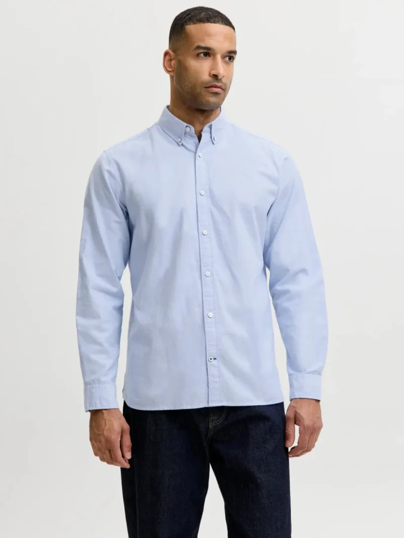 Jack & Jones Camasa barbati, din bumbac, Regular fit, JJOXFORD, Albastru (SELECTATI MARIMEA: L)