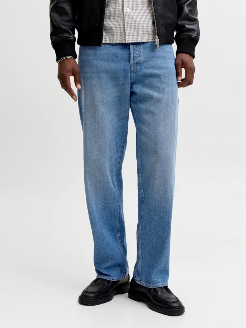 Jack & Jones Blugi barbati ALEX, cu talie inalta si croiala Baggy fit, Albastru (SELECTATI MARIMEA: 28, SELECTATI LUNGIMEA: 32)