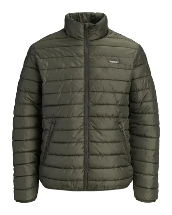 Jack & Jones Plus Jacheta matlasata barbati big sizes, fara gluga, Regular fit, JJELVIS, Verde inchis (SELECTATI MARIMEA: 5XL)