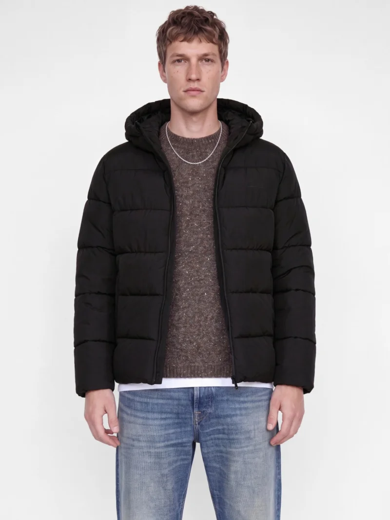 Jack & Jones Geaca barbati, PUFFER, cu gluga, Regular fit, JJEFREDDIE, Negru (SELECTATI MARIMEA: M)