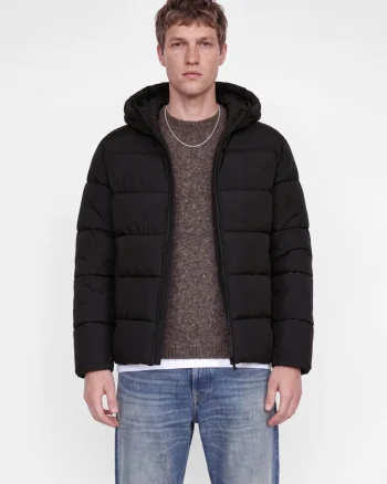 Jack & Jones Geaca barbati, PUFFER, cu gluga, Regular fit, JJEFREDDIE, Negru (SELECTATI MARIMEA: M)