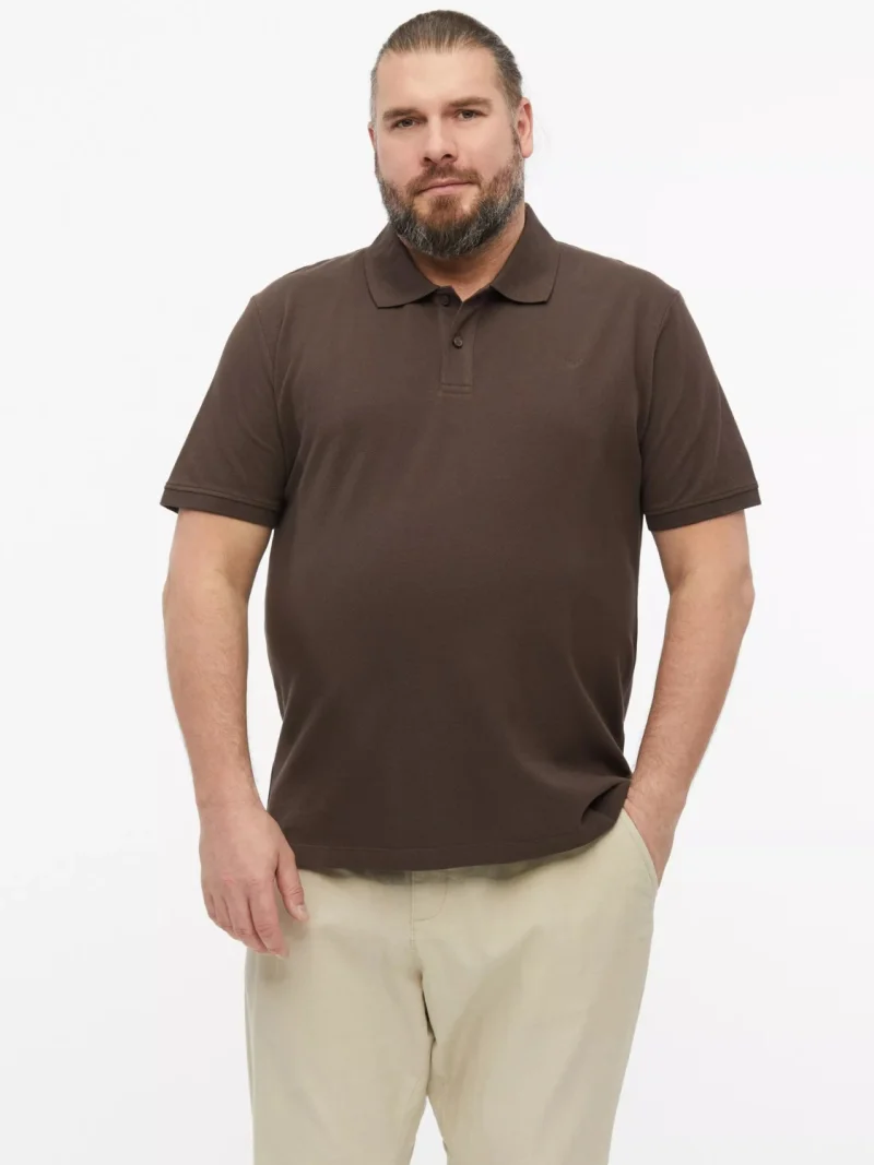 s.Oliver Big Sizes Tricou polo barbati big sizes, din piqué de bumbac, Maro inchis (SELECTATI MARIMEA: 3XL)