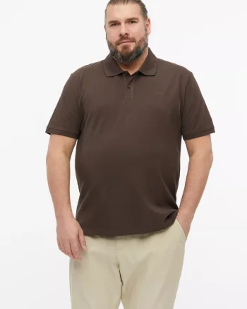 s.Oliver Big Sizes Tricou polo barbati big sizes, din piqué de bumbac, Maro inchis (SELECTATI MARIMEA: 3XL)