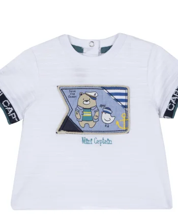 Tricou copii Chicco, alb cu model, 67659