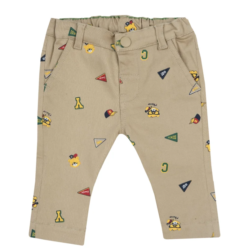 Pantaloni lungi copii Chicco, Bej cu model, 08891-65MFCO