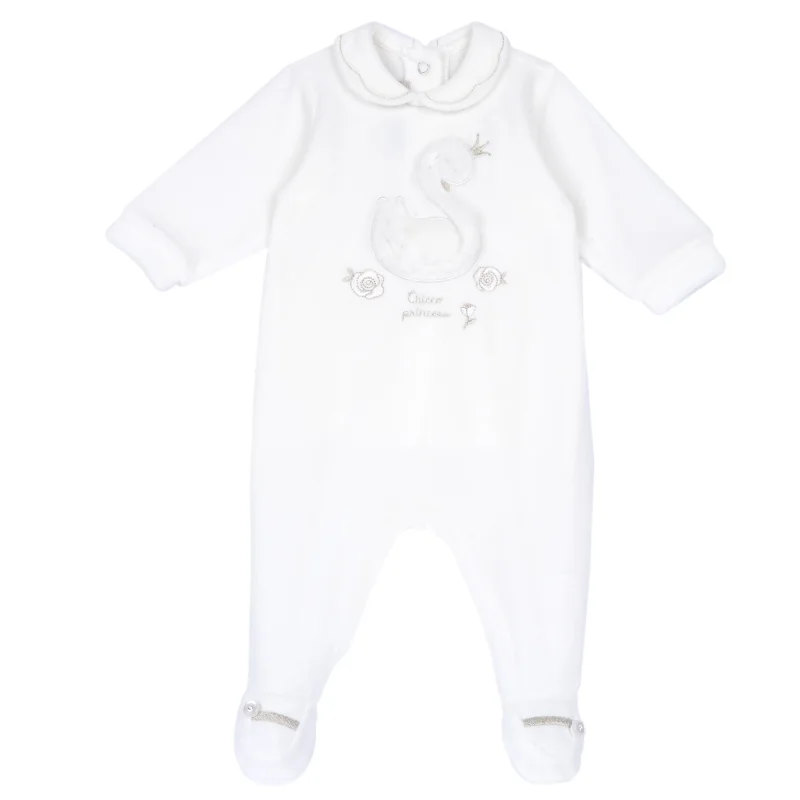 Salopeta bebelusi Chicco din velur, Alb, 00317-69MFCI