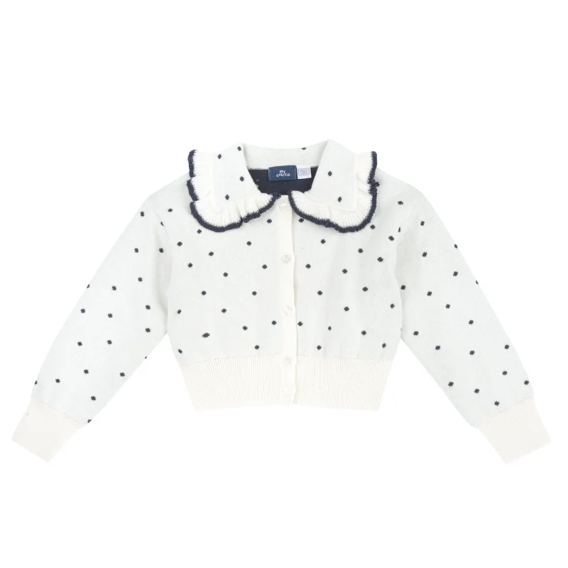 Cardigan bebelusi Chicco tricotat, alb cu bleumarin, 00580-69MC