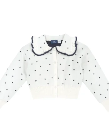 Cardigan bebelusi Chicco tricotat, alb cu bleumarin, 00580-69MC