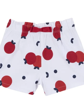 Pantaloni scurti copii Chicco din jerse, alb cu rosu, 00588-64MFCO