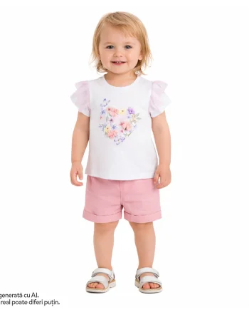 Tricou copii Chicco, Alb cu roz, 01834-70MFCO