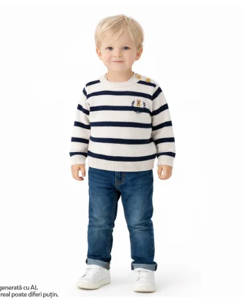 Pulover copii Chicco tricotat, Bej cu model, 01703-70MFCO